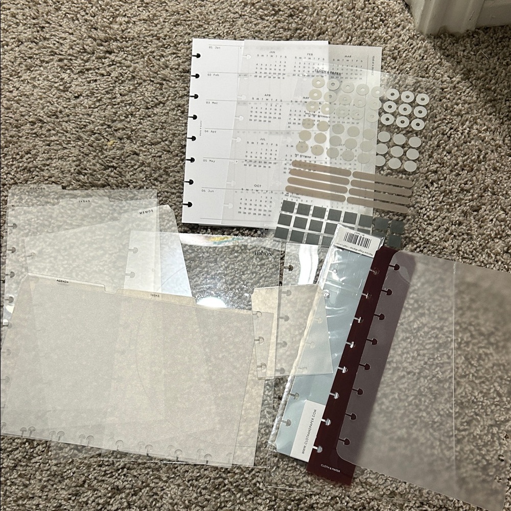 Half Letter Disc-Bound Planner Divider Set with Stickers - Clear and White